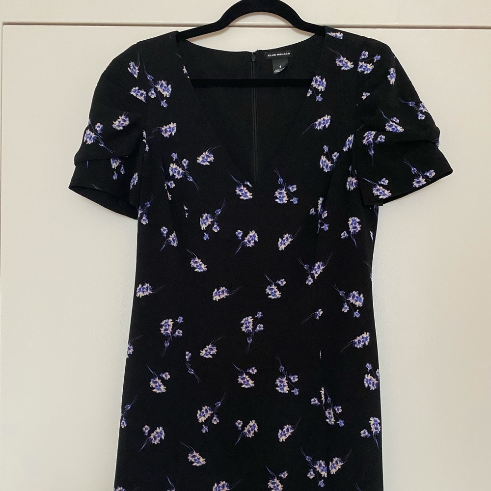 Club Monaco Black & Blue Floral Dress